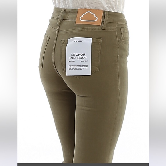 FRAME Le Crop Mini Boot Jeans – Size 26 – Washed Olive - Picture 3 of 9